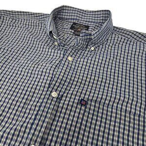 Ralph Lauren Jeans Company Button Down Shirt XL Men's Short Sleeve Blue Cream‎